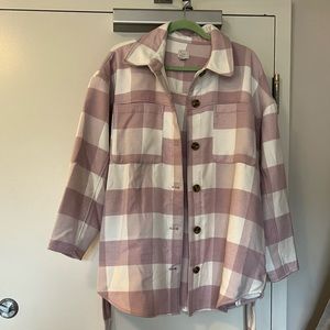 Light Pink and White Buffalo Plaid Shacket
